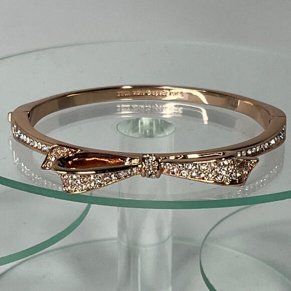 Kate Spade New York Rose Gold-Tone Bow Bangle Bracelet With Crystals - Picture 2 of 6